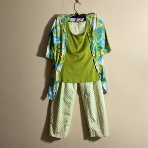 Vintage Magaschoni Crosshatch Pants with Matching Top and Cardigan